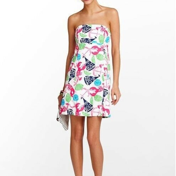 Lilly Pulitzer Clyde Dress Strapless Rock My Boat